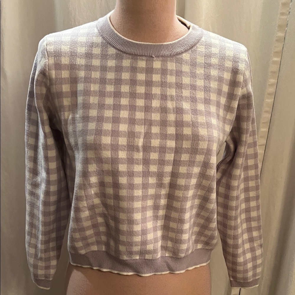 Soft Purple Checkered Knit cropped Top
